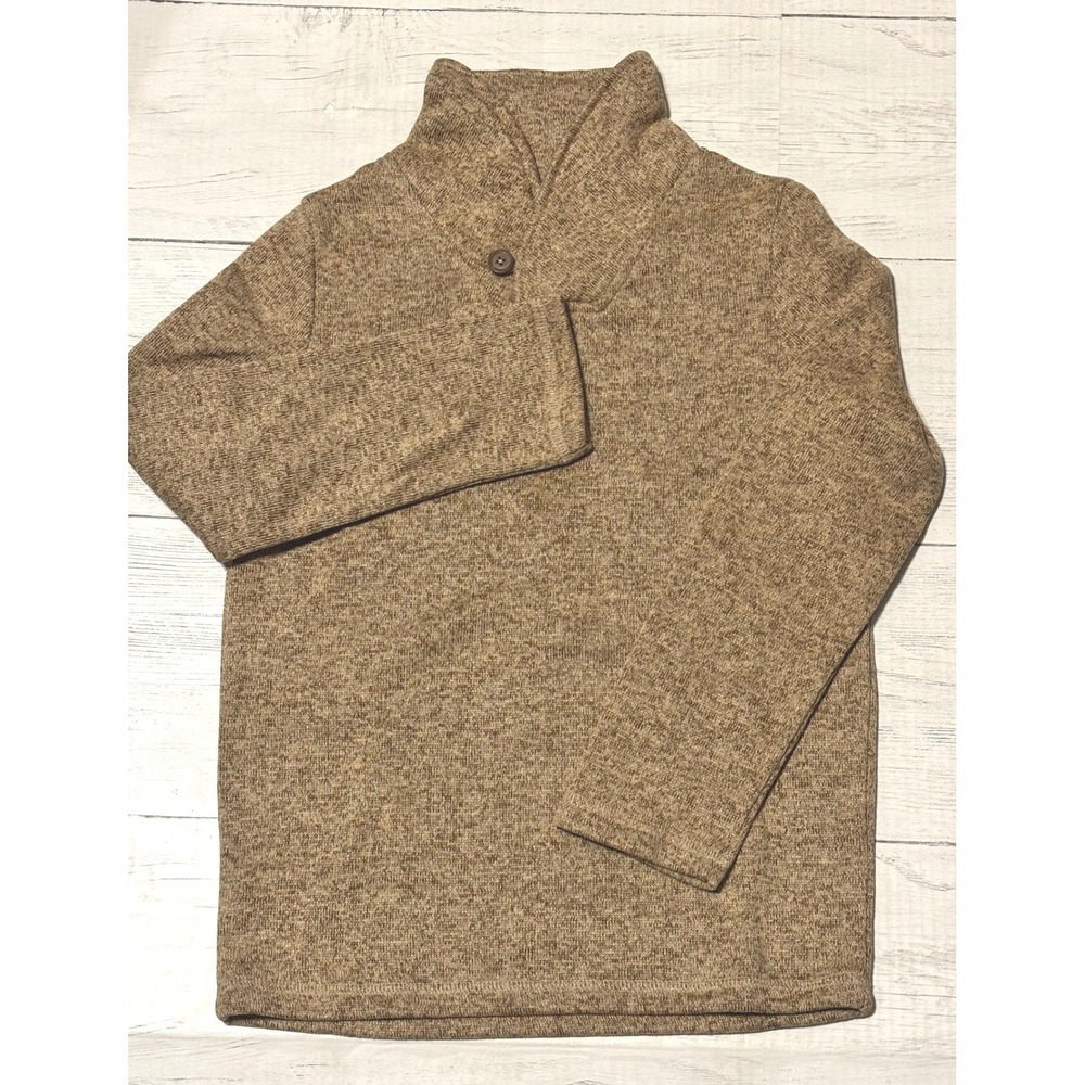 Jumping Beans Boys Brown Marled Shawl Collar Button Pullover Sweater Size 8